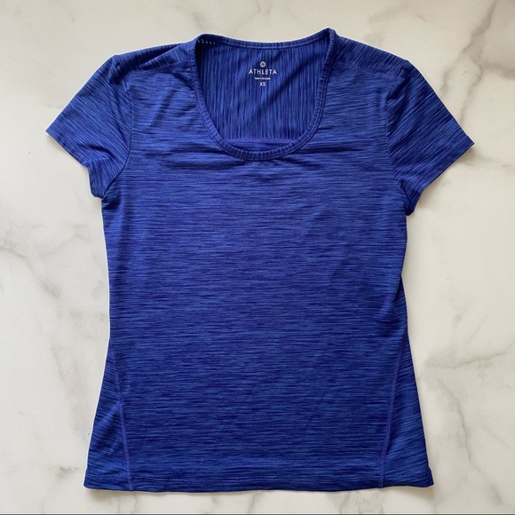 Athleta Chi Blue Shadow Stripe Top